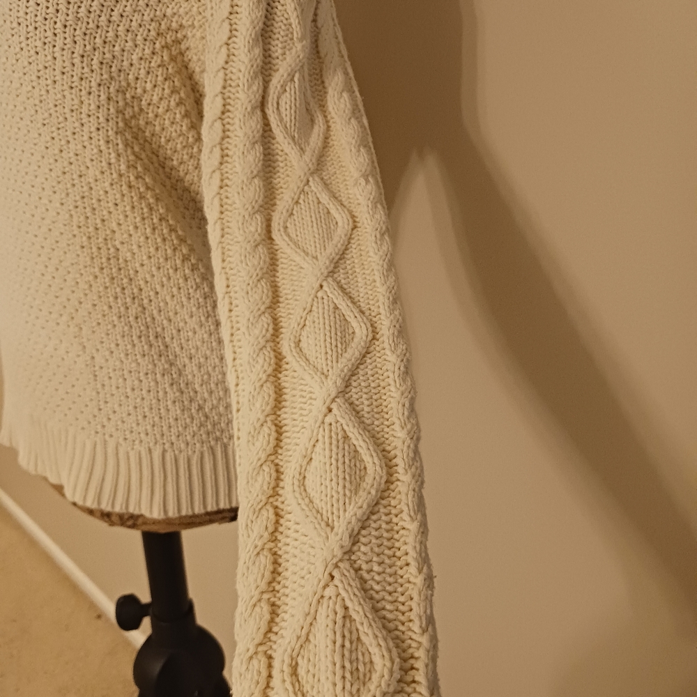 Lauren Ralph Lauren Textured Crew Neck Knit Sweater Cream Size L - Picture 9 of 12